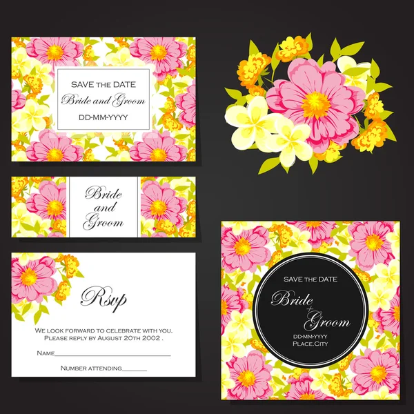 Cartes d'invitation de mariage — Image vectorielle