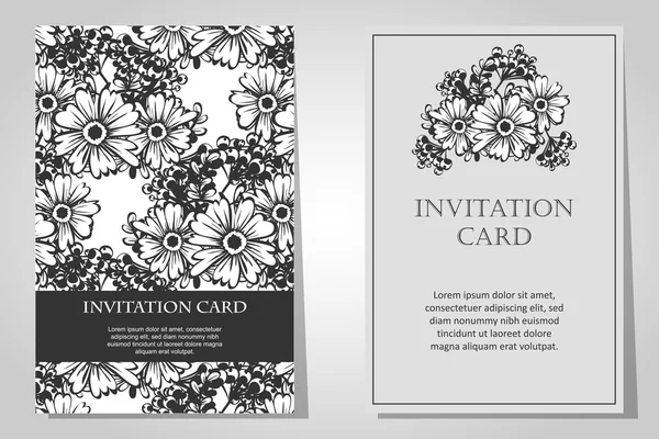 Conjunto de invitaciones florales — Vector de stock