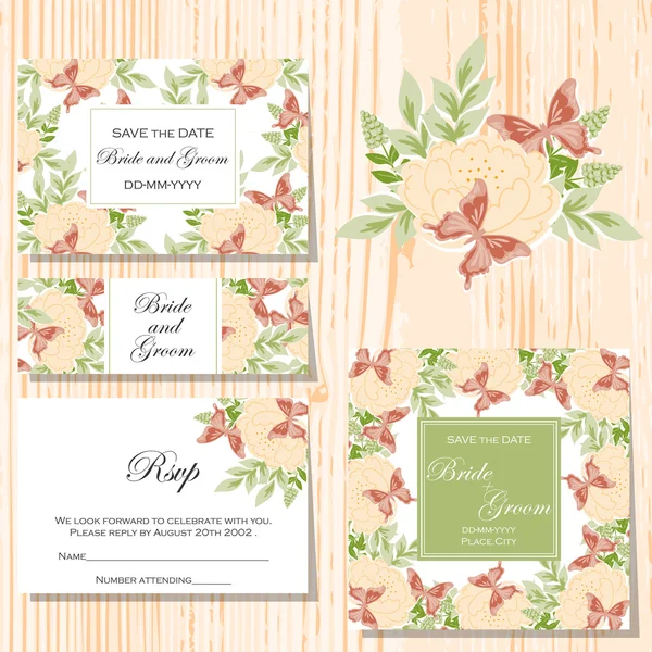 Cartes d'invitation de mariage — Image vectorielle