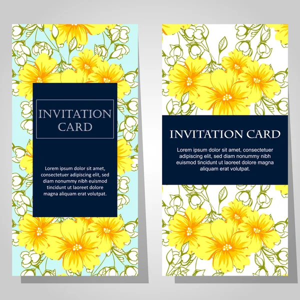 Invitaciones con fondo floral — Archivo Imágenes Vectoriales