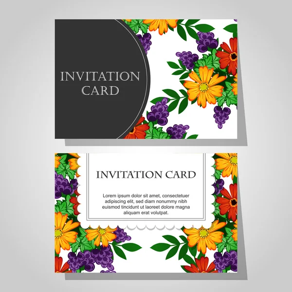 Invitaciones con fondo floral — Archivo Imágenes Vectoriales