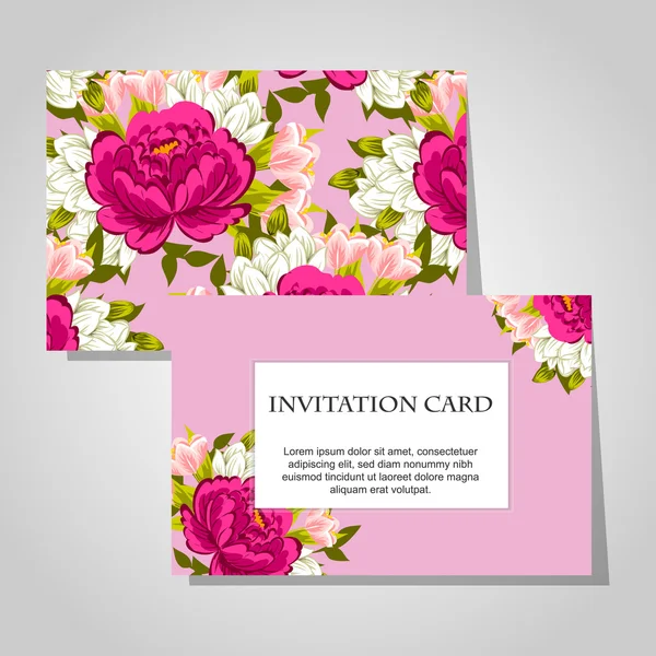 Uitnodigingen met bloemen achtergrond — Stockvector