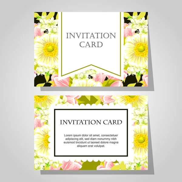 Invitaciones con fondo floral — Archivo Imágenes Vectoriales