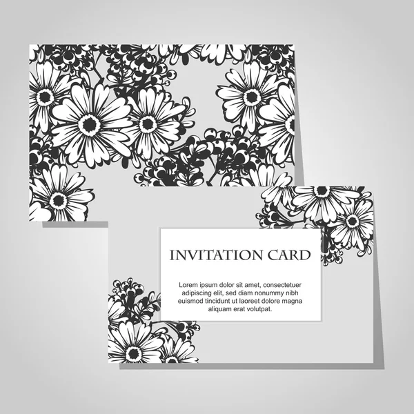 Set of floral  invitations — Stock Vector