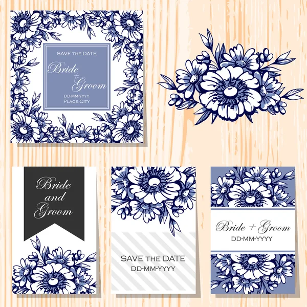 Cartes d'invitation de mariage — Image vectorielle