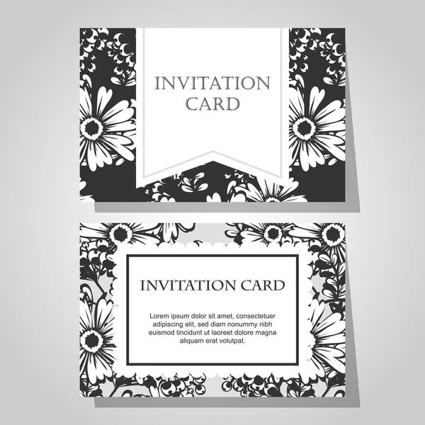 Conjunto de invitaciones florales — Vector de stock