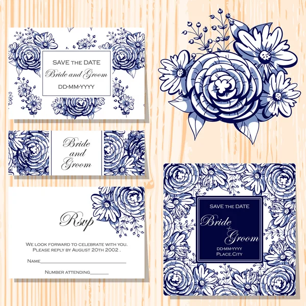 Cartes d'invitation de mariage — Image vectorielle