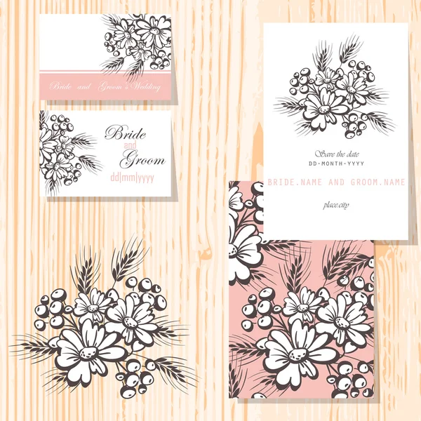 Tarjetas de invitación de boda — Vector de stock