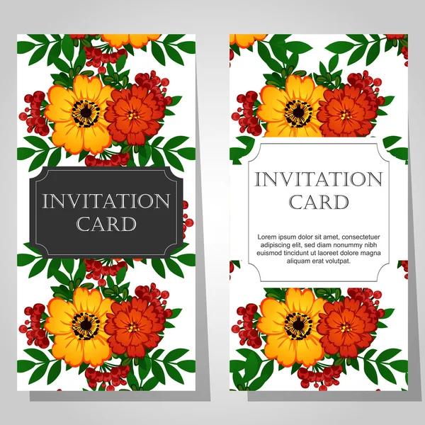 Invitaciones con fondo floral — Vector de stock