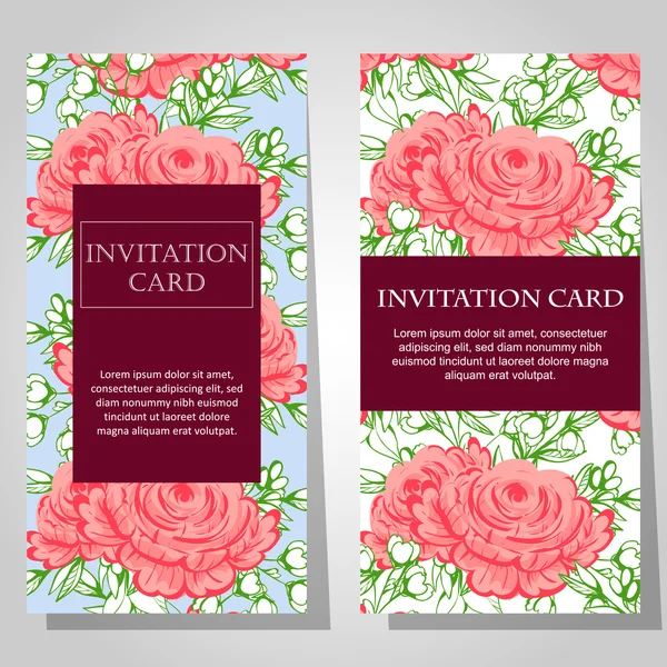 Invitaciones con fondo floral — Vector de stock