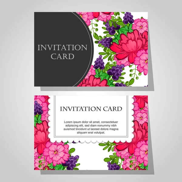 Invitaciones con fondo floral — Vector de stock