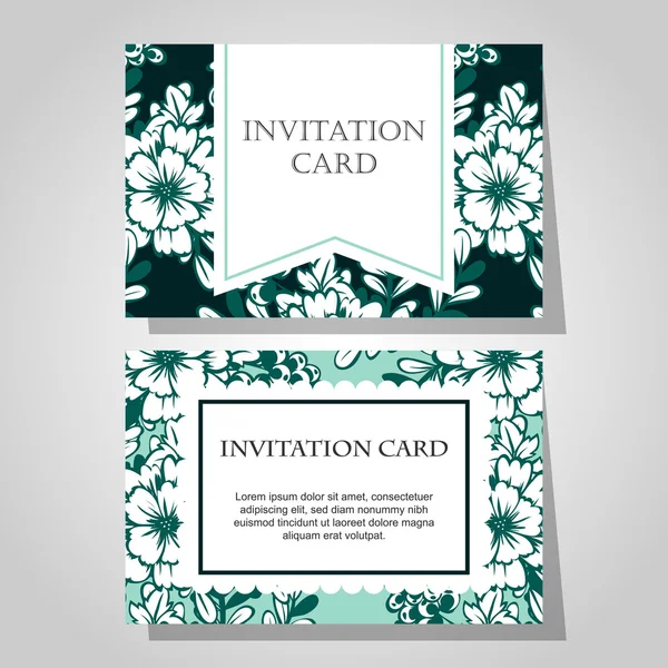 Set of floral  invitations — Stock Vector