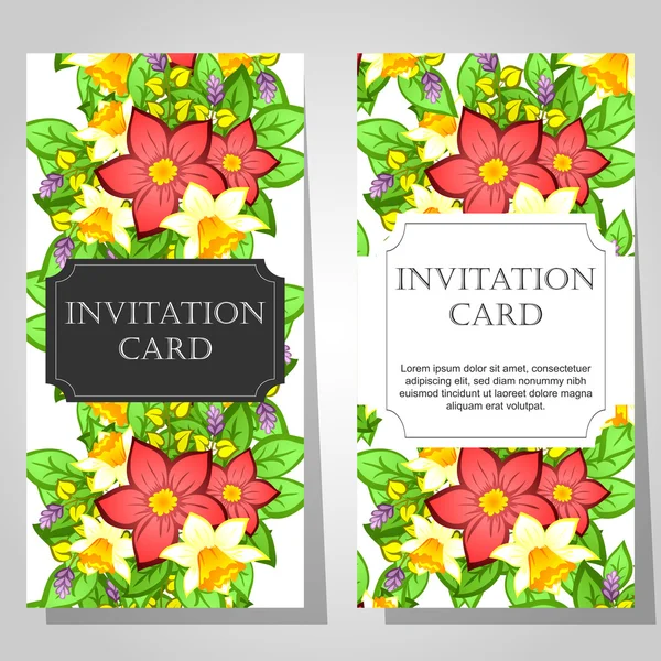 Invitations with floral background — Stock Vector