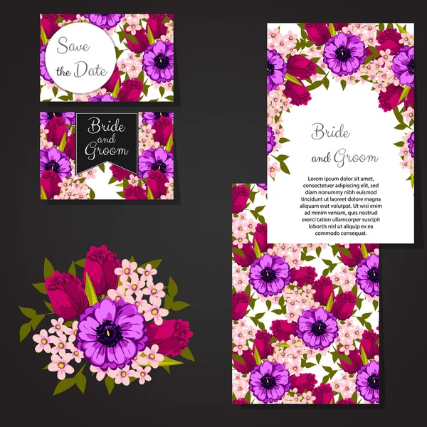 Cartes d'invitation de mariage — Image vectorielle