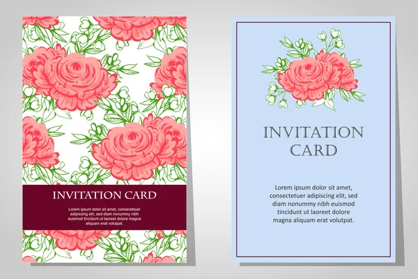 Invitaciones con fondo floral — Archivo Imágenes Vectoriales