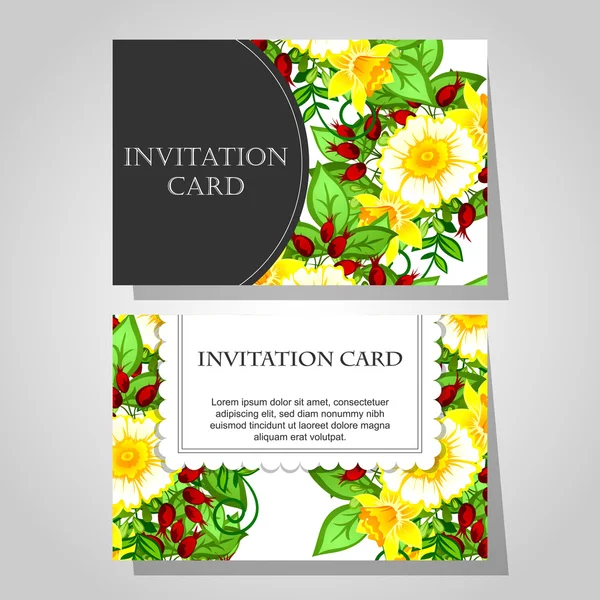 Invitaciones con fondo floral — Vector de stock