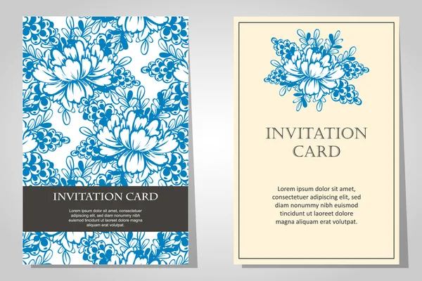 Set of floral  invitations — Stock Vector