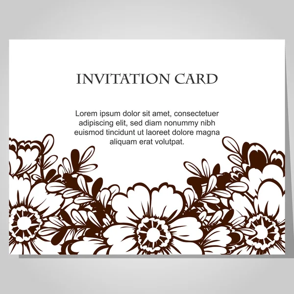 Çiçekli davetiye kartı — Stok Vektör
