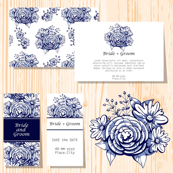 Tarjetas de invitación de boda — Vector de stock