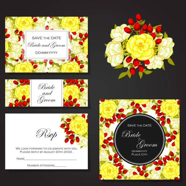 Cartes d'invitation de mariage — Image vectorielle