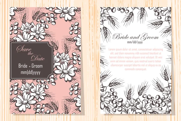 Cartes d'invitation de mariage — Image vectorielle