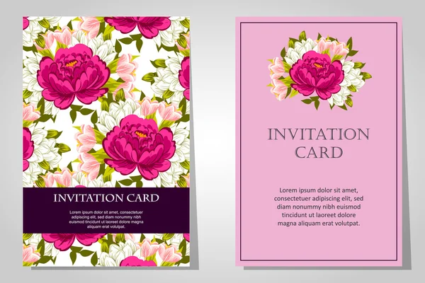 Invitaciones con fondo floral — Vector de stock