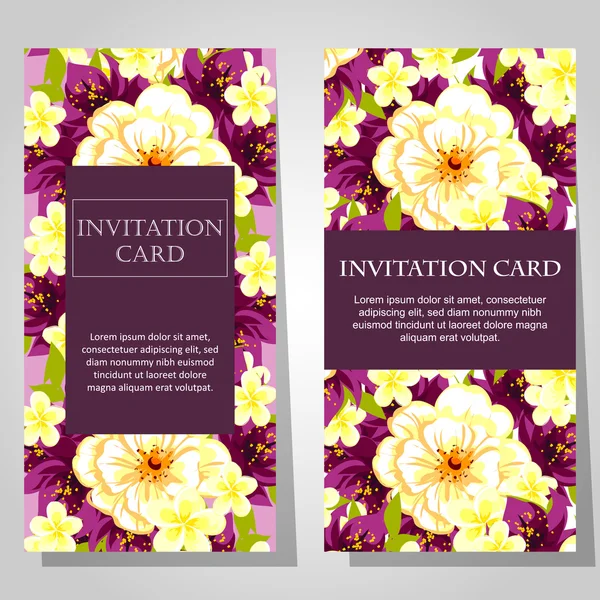 Invitaciones con fondo floral — Archivo Imágenes Vectoriales