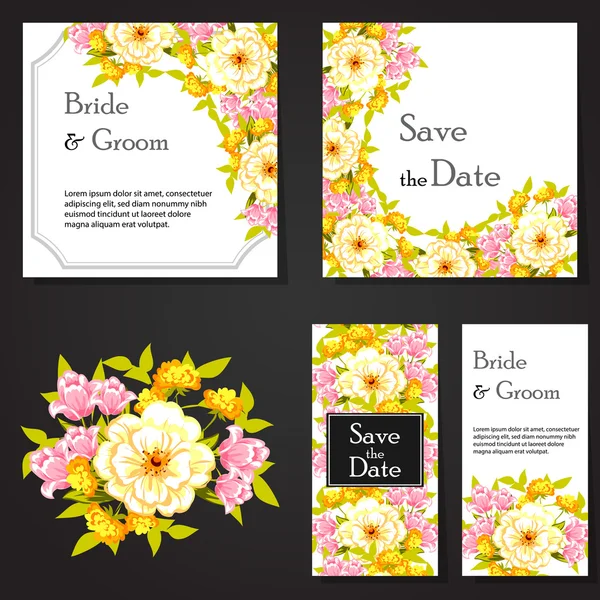 Cartes d'invitation de mariage — Image vectorielle