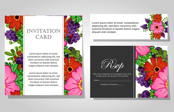 Invitations with floral background — Stock Vector