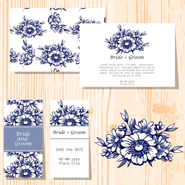 Tarjetas de invitación de boda — Vector de stock