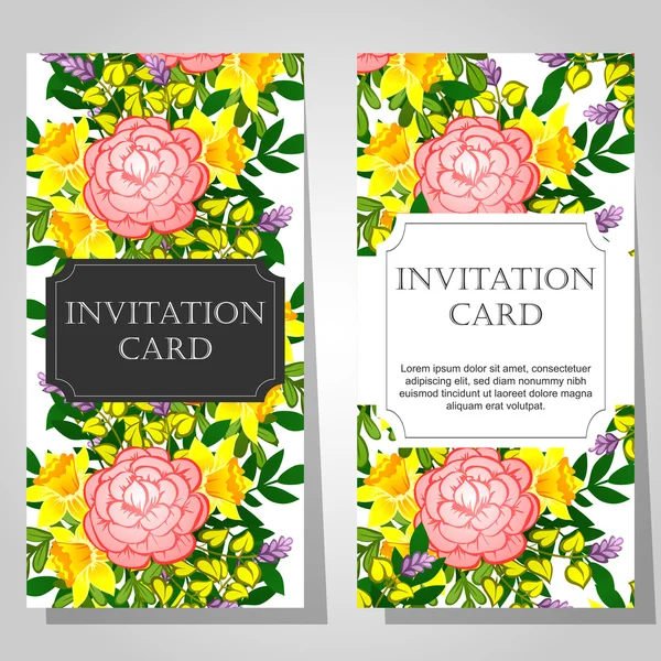 Invitations with floral background — Stock Vector