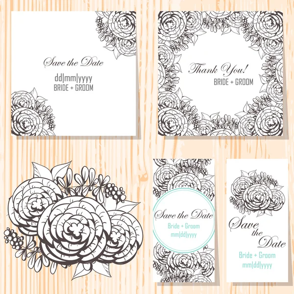 Tarjetas de invitación de boda — Vector de stock