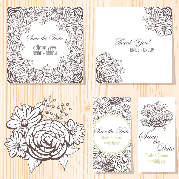 Cartes d'invitation de mariage — Image vectorielle