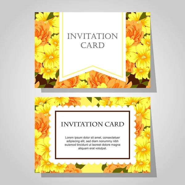 Invitaciones con fondo floral — Archivo Imágenes Vectoriales