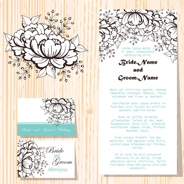 Cartes d'invitation de mariage — Image vectorielle