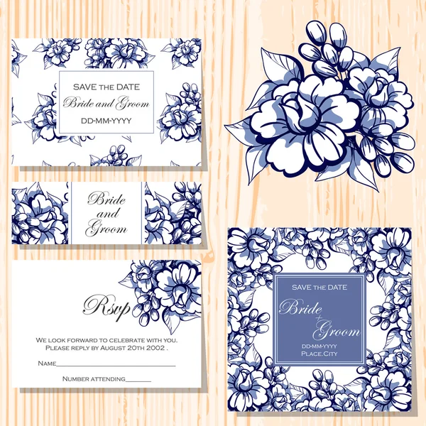 Tarjetas de invitación de boda — Vector de stock