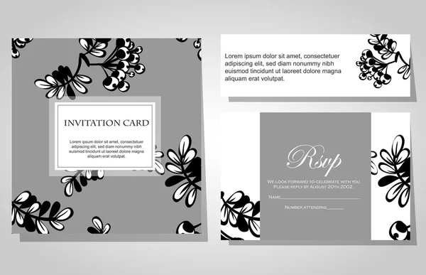 Set floral uitnodigingen — Stockvector