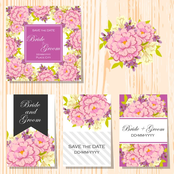 Cartes d'invitation de mariage — Image vectorielle