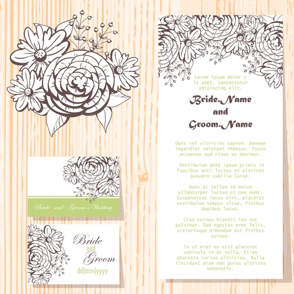 Cartes d'invitation de mariage — Image vectorielle