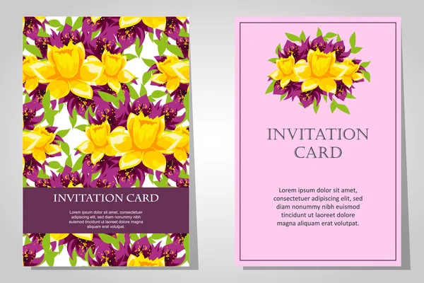 Invitaciones con fondo floral — Vector de stock