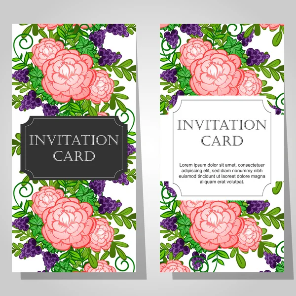 Invitations with floral background — Stock Vector