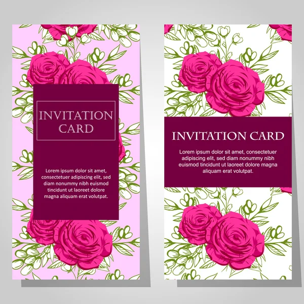 Invitaciones con fondo floral — Archivo Imágenes Vectoriales