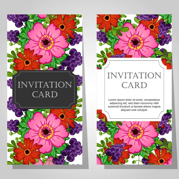 Invitaciones con fondo floral — Archivo Imágenes Vectoriales