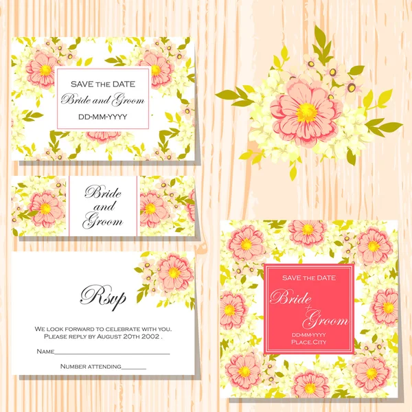 Cartes d'invitation de mariage — Image vectorielle