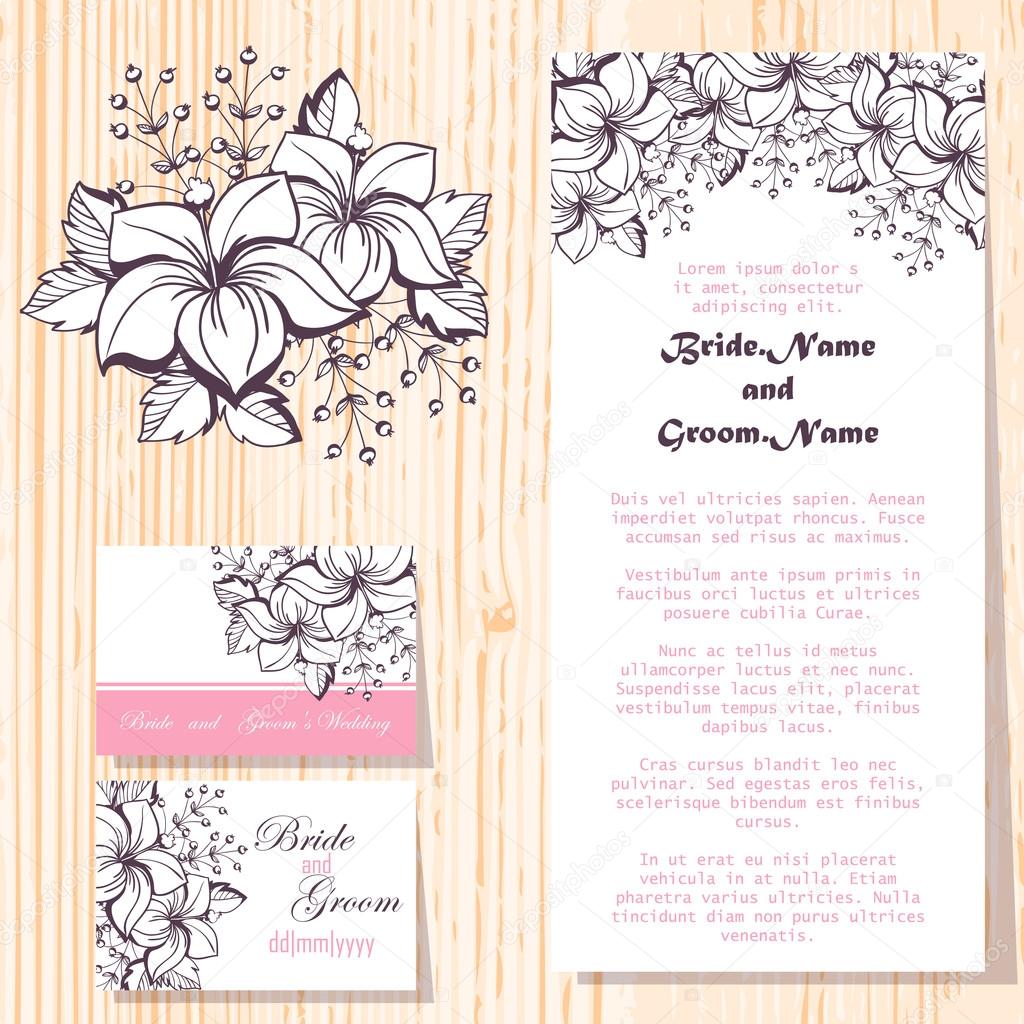 Set of floral  invitations