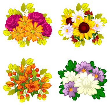 Çiçek buketleri seti