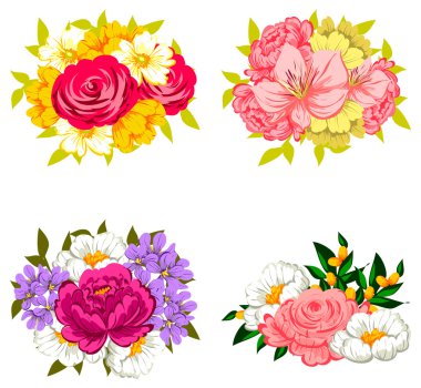 Çiçek buketleri seti