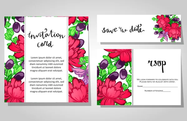 Cartes d'invitation de mariage — Image vectorielle