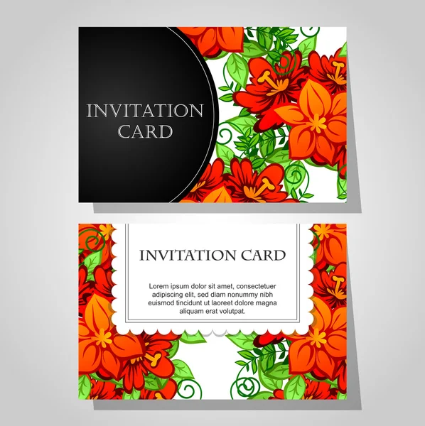 Convites com fundo floral — Vetor de Stock