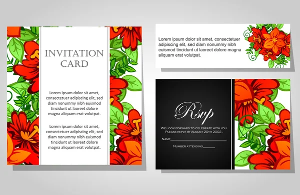 Invitations à fond floral — Image vectorielle